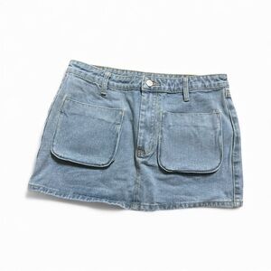 PrettyLittleThing Light Blue Cargo Pocket Denim Mini Skirt – Size 6 [US], (10UK)